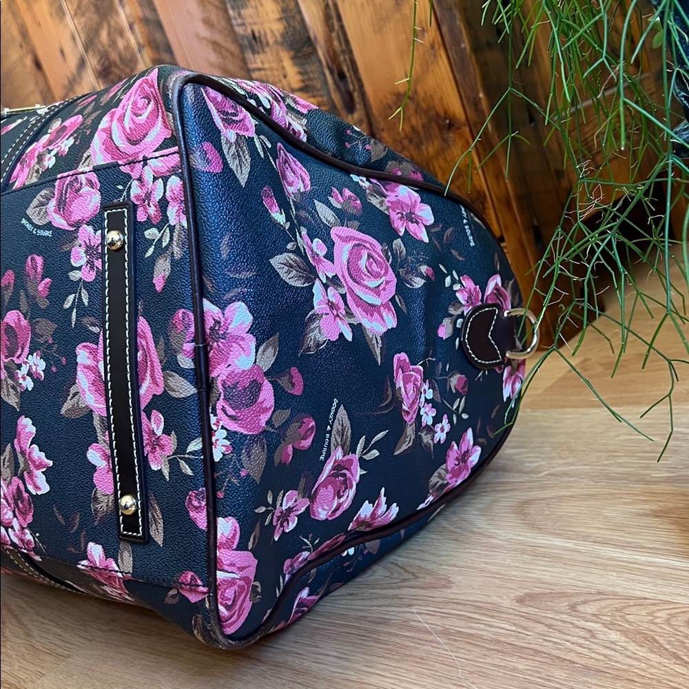 Dooney & Bourke - Black Cabbage Rose Duffle Travel Weekend Bag - Large - Picture 12 of 16